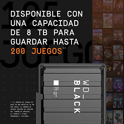 WD_BLACK D10 Game Drive de 8 TB - 7200RPM con refrigeración activa para guardar tu enorme colección de juegos PC o consola