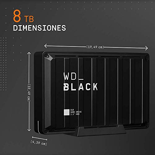 WD_BLACK D10 Game Drive de 8 TB - 7200RPM con refrigeración activa para guardar tu enorme colección de juegos PC o consola WD_BLACK D10 Game Drive de 8 TB - 7200RPM con refrigeración activa para guardar tu enorme colección de juegos PC o consola