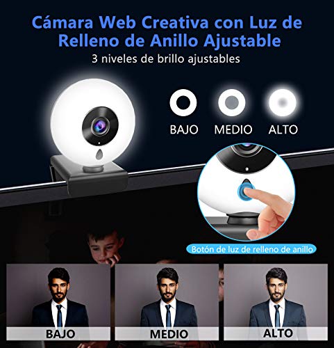 Webcam con Micrófono y Anillo de Luz, NIYPS 2K HD Camara Web con Cover y Tripode para PC/Mac/Ordenador Portatil/Sobremesa, Web CAM para Youtube, Skype, Zoom, Xbox One, PS4 y Videoconferencia Webcam con Micrófono y Anillo de Luz, NIYPS 2K HD Camara Web con Cover y Tripode para PC/Mac/Ordenador Portatil/Sobremesa, Web CAM para Youtube, Skype, Zoom, Xbox One, PS4 y Videoconferencia