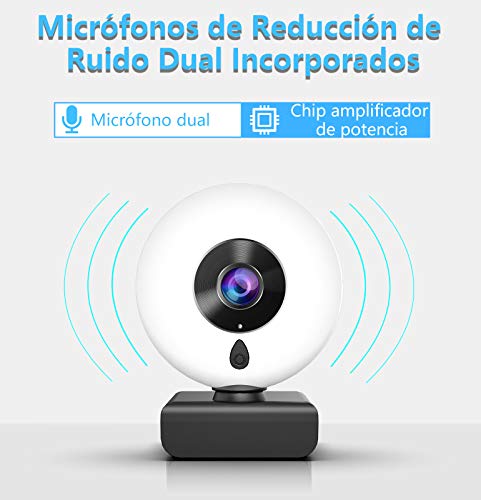 Webcam con Micrófono y Anillo de Luz, NIYPS 2K HD Camara Web con Cover y Tripode para PC/Mac/Ordenador Portatil/Sobremesa, Web CAM para Youtube, Skype, Zoom, Xbox One, PS4 y Videoconferencia Webcam con Micrófono y Anillo de Luz, NIYPS 2K HD Camara Web con Cover y Tripode para PC/Mac/Ordenador Portatil/Sobremesa, Web CAM para Youtube, Skype, Zoom, Xbox One, PS4 y Videoconferencia