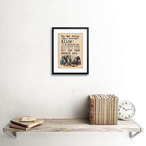 Wee Blue Coo Alice In Wonderland Framed Art Print Mad Hatter Tea Party Quote Poster Gift with Wall Hangers Wee Blue Coo Alice In Wonderland Framed Art Print Mad Hatter Tea Party Quote Poster Gift with Wall Hangers