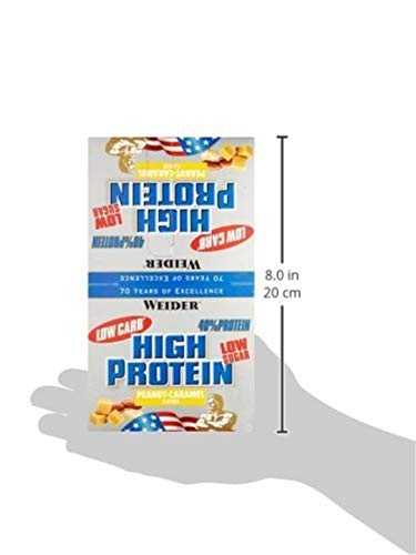 Weider 40% Protein Low Carb. Barrita alto contenido en proteínas sin hidratos de carbono. 40% de proteínas por barrita. Sabor cacahuete caramelo (24 x 100 g)