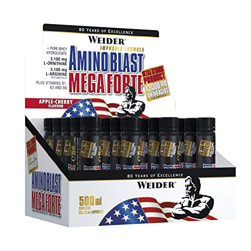 Weider Amino Blast Mega Forte 20 Ampollas de 25ml - 500 ml (20X25) Aminoacidos esenciales bebibles.