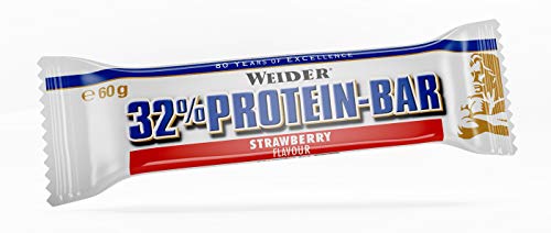 Weider Barrita de Proteína 32%. Sabor Fresa. Libre de grasas trans (24 x 60 g)