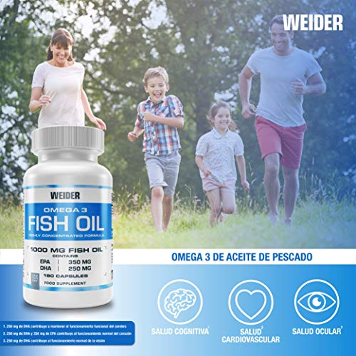 Weider Fish Oil, capsulas de aceite de pescado, Omega 3. 90 capsulas. EPA y DHA. Enriquecido con Vitamina E Weider Fish Oil, capsulas de aceite de pescado, Omega 3. 90 capsulas. EPA y DHA. Enriquecido con Vitamina E