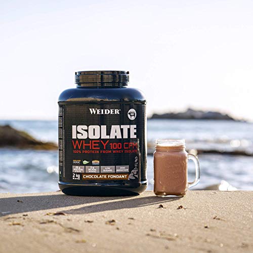 Weider Isolate Whey 100CFM 2000 gr Chocolate. 100% aislado de proteina de suero. Cero azúcar, cero aspartamo, con stevia, con dygezime, con BCAA, apto para veganos. Isolac. Para dietas keto.