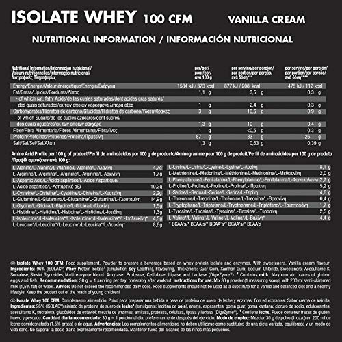 Weider Isolate Whey 100CFM 908gr Sabor Vainilla. 100% aislado de proteina de suero. Cero azúcar, cero aspartamo, con stevia, con dygezime, con BCAA, apto para veganos. Isolac. Para dietas keto.