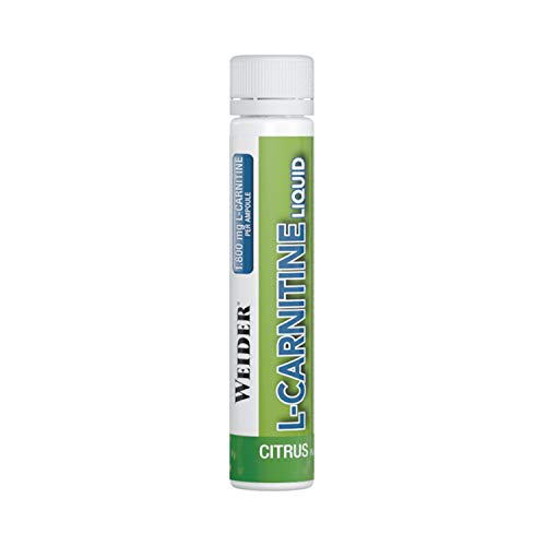 Weider L-Carnitine Ampollas Sabor limón. 20 Ampollas de 25 ml. 1800 mg de l-carnitina por Ampolla. Ayuda a quemar grasa.