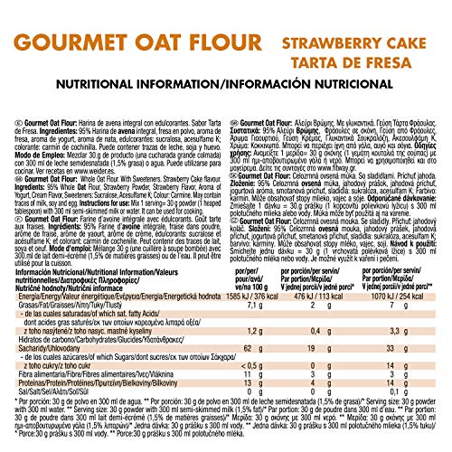 Weider Oat Gourmet. Harina de Avena Integral. Fuente de proteína con bajo contenido en azúcares. Sabor Tarta de Fresa (1,9 kg)