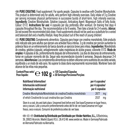 Weider Pack Dúo Pure Creatine (2X120caps) en capsulas. 100% creapure Weider Pack Dúo Pure Creatine (2X120caps) en capsulas. 100% creapure