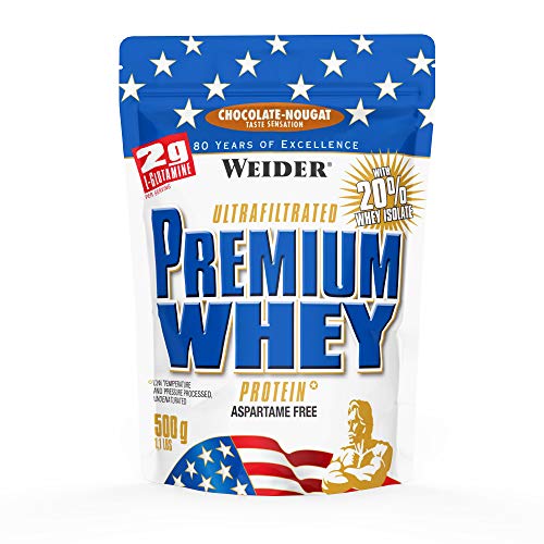 Weider Premium Whey, CFM, 2g de L-Glutamina por toma. Chocolate con nueces - 500 gr