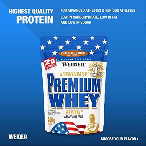 Weider Premium Whey, CFM, 2g de L-Glutamina por toma. Chocolate con nueces - 500 gr