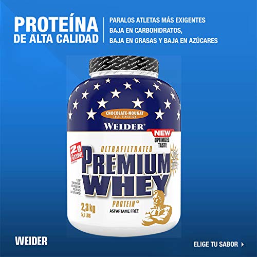 Weider Premium Whey, CFM, 2g de L-Glutamina por toma. Sabor Chocolate con nueces - 2300 gr