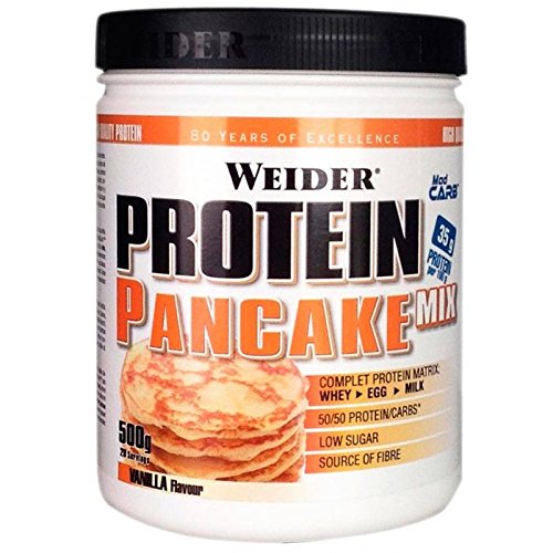 Weider Protein Pancake Mix, Tortitas de Avena Integral Enriquecidas con Proteínas, Sabor Vainilla - 500 gr