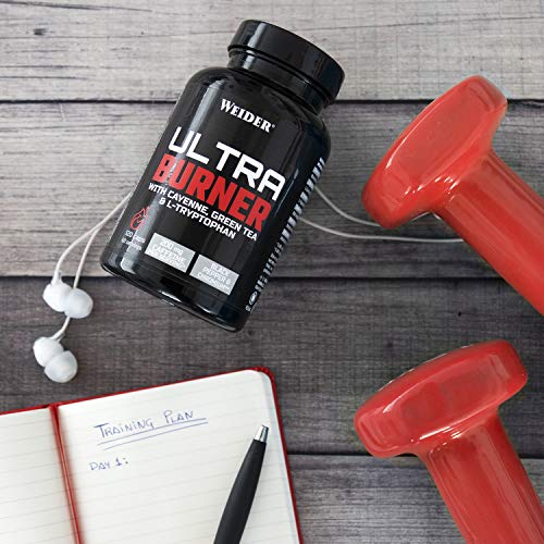 Weider Ultraburner 120 caps. Potente fórmula termogénica. Con extractos de plantas y cafeína. L-Carnitina, Cromo y Vitamina B6. Gluten Free