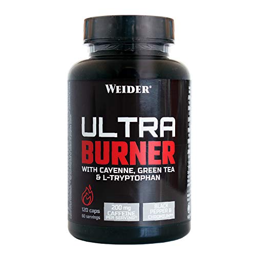 Weider Ultraburner 120 caps. Potente fórmula termogénica. Con extractos de plantas y cafeína. L-Carnitina, Cromo y Vitamina B6. Gluten Free Weider Ultraburner 120 caps. Potente fórmula termogénica. Con extractos de plantas y cafeína. L-Carnitina, Cromo y Vitamina B6. Gluten Free