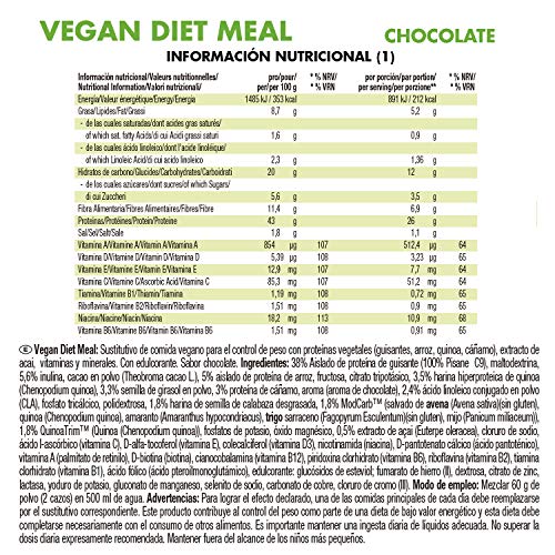 Weider Vegan Diet Meal Choco 540 Gr. Sutituto de comida 100% vegano.Sin gluten. Ideal para dieta