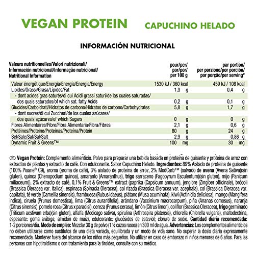 Weider Vegan Protein, Sabor Cappuccino, Proteína 100% vegetal de guisante (PISANE) y arroz, Sin gluten, Sin lactosa, Sin aceite de palma (750 g)