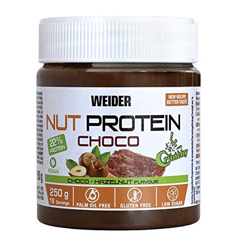 Weider Whey Protein Crunchy Choco Vegan Spread 250 g. 100% vegana, Baja en azúcares, efecto crunchy, 23% proteína de guisante