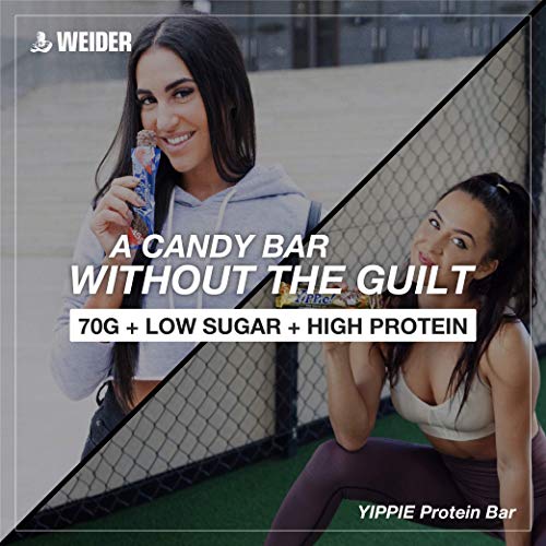 Weider Yippie Bar. Barrita de Proteína 36%. Bajo contenido en Carbohidratos y Azúcares. Sabor Cacahuete-Caramelo (12x70 g)