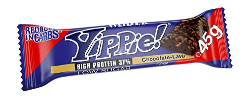 Weider Yippie Bar. Barrita de Proteína 36%. Bajo contenido en Carbohidratos y Azúcares. Sabor Chocolate Lava (12x45 g)