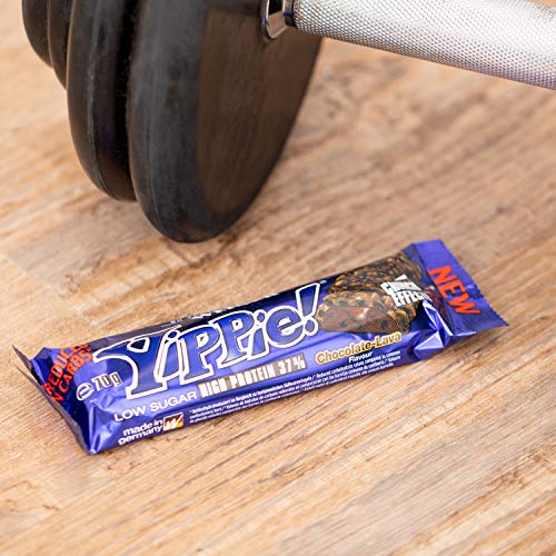 Weider Yippie Bar. Barrita de Proteína 36%. Bajo contenido en Carbohidratos y Azúcares. Sabor Chocolate Lava (12x70 g)