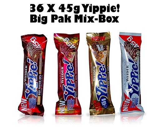 Weider YIPPIE! - Barritas (36 x 45 g, 2 x 810 g, 5 sabores diferentes)