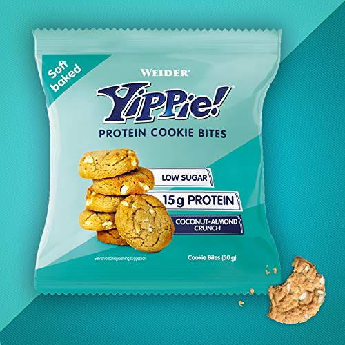 Weider Yippie Bites Galletitas Con Proteína De Suero De Leche Y Trocitos De Chocolate, Sabor Coco-Almendra Crunchy 50 G 30 g