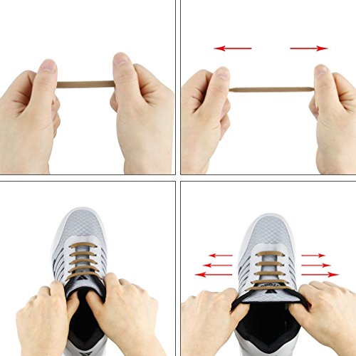 WELKOO® Cordones elásticos de silicona sin nudo impermeables para calzado de adulto -16 pza,Talla ADULTO blanco WELKOO® Cordones elásticos de silicona sin nudo impermeables para calzado de adulto -16 pza,Talla ADULTO blanco