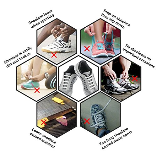 WELKOO® Cordones elásticos de silicona sin nudo impermeables para calzado de adulto -16 pza,Talla ADULTO blanco WELKOO® Cordones elásticos de silicona sin nudo impermeables para calzado de adulto -16 pza,Talla ADULTO blanco