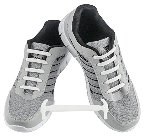 WELKOO® Cordones elásticos de silicona sin nudo impermeables para calzado de adulto -16 pza,Talla ADULTO blanco WELKOO® Cordones elásticos de silicona sin nudo impermeables para calzado de adulto -16 pza,Talla ADULTO blanco