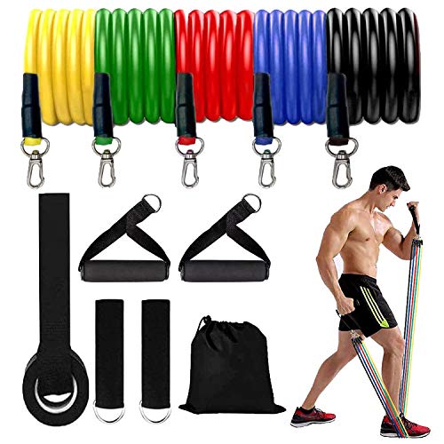 WELLXUNK® Bandas Elasticas Musculacion, Bandas de Resistencia Fitness Cintas Elasticas Musculacion para Yoga, Estiramientos, Muscular, Fuerza, Tubos de Látex, Manijas, Correa de Tobillo WELLXUNK® Bandas Elasticas Musculacion, Bandas de Resistencia Fitness Cintas Elasticas Musculacion para Yoga, Estiramientos, Muscular, Fuerza, Tubos de Látex, Manijas, Correa de Tobillo