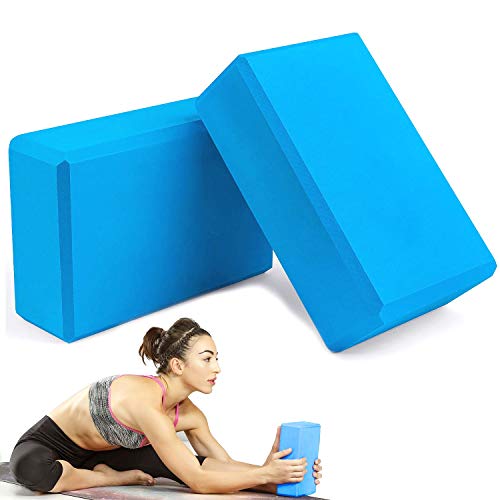 WELLXUNK® Ladrillo Yoga 2 pcs Bloques de Yoga Bloque de Espuma EVA de Alta Densidad para Hacer Ejercicios en Casa-Set de Yoga para Mejorar Fuerza y Flexibilidad Yoga/Pilates Amantes