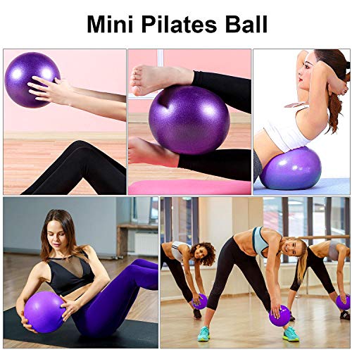 WELLXUNK® Pelota Ejercicio Pilates, Mini Pelota de Ejercicio de 25cm, Pilates Pelota Equilibrio, Deportiva Fitness Pelota de Entrenamiento Antiexplosión y Antideslizante, para Yoga, Pilates (Púrpura)