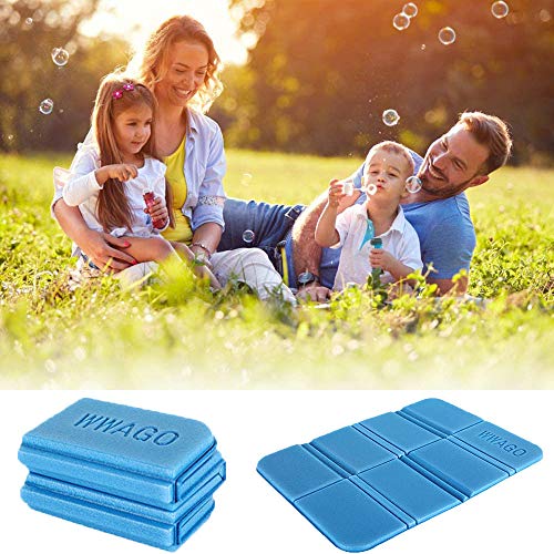 WELLXUNK Plegable Almohadilla,Estera Plegable portátil,Almohadilla Plegable,Cojín Plegable Al Aire Libre,XPE Impermeable Almohadilla para Parque,Picnic, Acampa, Interiores y al Aire Libre(2pcs,Azul)