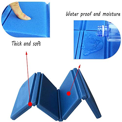 WELLXUNK Plegable Almohadilla,Estera Plegable portátil,Almohadilla Plegable,Cojín Plegable Al Aire Libre,XPE Impermeable Almohadilla para Parque,Picnic, Acampa, Interiores y al Aire Libre(2pcs,Azul)