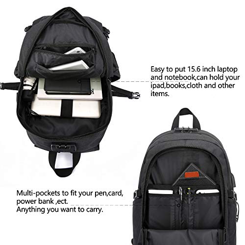 WENIG Mochila Antirrobo Impermeable,Mochila Portatil 15.6 Pulgadas Mochila Hombre con Puerto de Carga USB,Mochila Backpack para el Laptop para Ordenador del Negocio Trabajo Diario Viaje-Negro WENIG Mochila Antirrobo Impermeable,Mochila Portatil 15.6 Pulgadas Mochila Hombre con Puerto de Carga USB,Mochila Backpack para el Laptop para Ordenador del Negocio Trabajo Diario Viaje-Negro