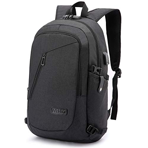 WENIG Mochila Antirrobo Impermeable,Mochila Portatil 15.6 Pulgadas Mochila Hombre con Puerto de Carga USB,Mochila Backpack para el Laptop para Ordenador del Negocio Trabajo Diario Viaje-Negro WENIG Mochila Antirrobo Impermeable,Mochila Portatil 15.6 Pulgadas Mochila Hombre con Puerto de Carga USB,Mochila Backpack para el Laptop para Ordenador del Negocio Trabajo Diario Viaje-Negro