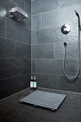 Wenko Caillebotis de ducha 55 x 55, plástico, gris, 55 x 55 x 0,3 cm)