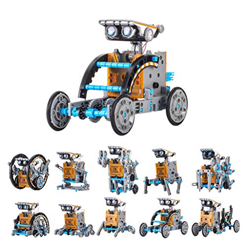 Wenosda Juguetes de Robot Solar Stem 12-en-1 Juguete Educativo para Edificios Kit de Experimento de Ciencia de Bricolaje Conjunto de ingeniería de codificación de 190 Piezas para Robots para niños