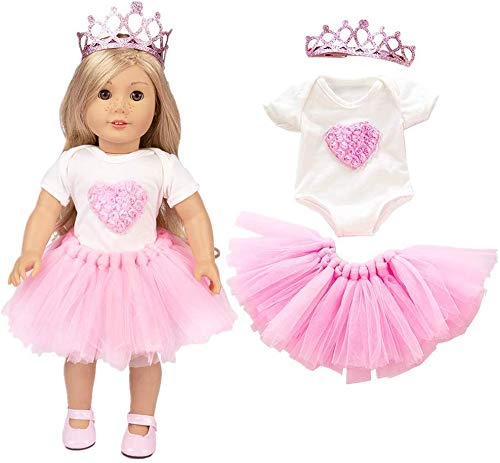 WENTS Muñecas de 18 Pulgadas, Regalo de Disfraces para muñecas American Girl de 18 Pulgadas y Otras muñecas, Camiseta con Falda de Burbujas, Corona de Princesa (Rosa)