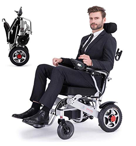 WENZHEN Silla de Ruedas electrica Plegable,Silla de Ruedas de Ayuda de Movilidad compacta de Potencia Plegable, Silla de Ruedas eléctrica Ligera Scooter médico portátil