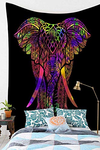 WERT Elefante Mandala Tapiz Colgante de Pared brujería Tapiz de Tela de Pared Arte psicodélico Hippie Tapiz de Encaje Tapiz A16 95x73cm