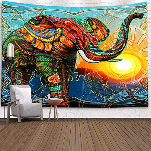 WERT Elefante Mandala Tapiz Colgante de Pared brujería Tapiz de Tela de Pared Arte psicodélico Hippie Tapiz de Encaje Tapiz A16 95x73cm