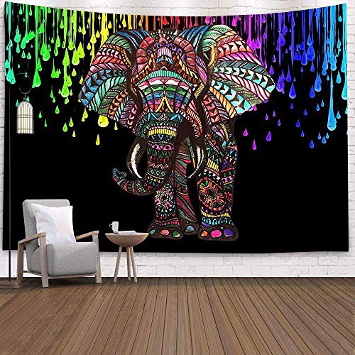 WERT Elefante Mandala Tapiz Colgante de Pared brujería Tapiz de Tela de Pared Arte psicodélico Hippie Tapiz de Encaje Tapiz A16 95x73cm