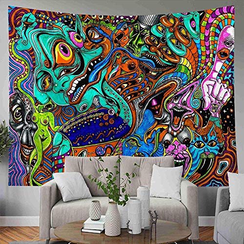 WERT Tapiz Colgante patrón psicodélico Yoga Tiro Alfombra de Playa Hippie decoración del hogar Mandala Tapiz de Pared A16 95x73cm WERT Tapiz Colgante patrón psicodélico Yoga Tiro Alfombra de Playa Hippie decoración del hogar Mandala Tapiz de Pared A16 95x73cm