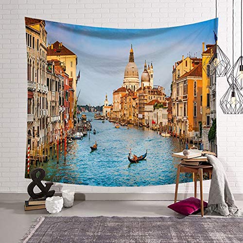 WERT Tapiz de Arquitectura Mundial Mural de Pared Toalla de Playa Mantón Impresión Fondo de Fiesta Tapiz Decorativo de Tela A7 130x150cm