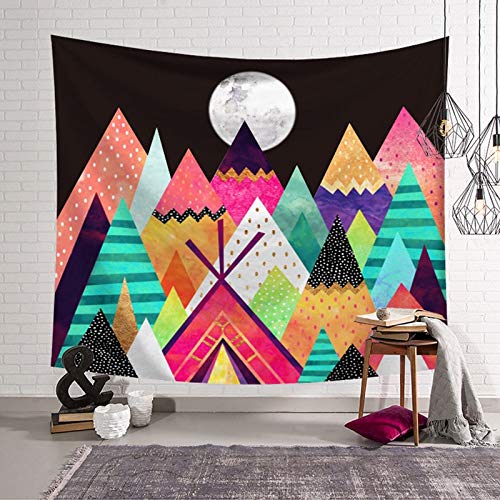 WERT Tapiz de Mandala de Lobo y león, Tapiz Hippie Blanco Negro con Plumas, decoración de Dormitorio, Tapiz psicodélico A14, 200x150cm