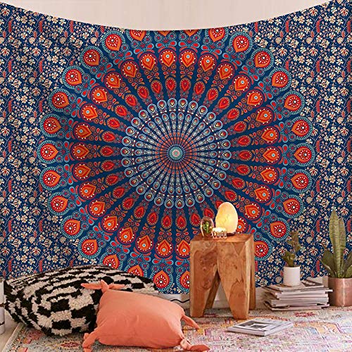 WERT Tapiz de Mandala Indio montado en la Pared, Manta de Playa, Manta Bohemia, decoración del hogar, Tapiz, Tela de Fondo A5 130x150cm