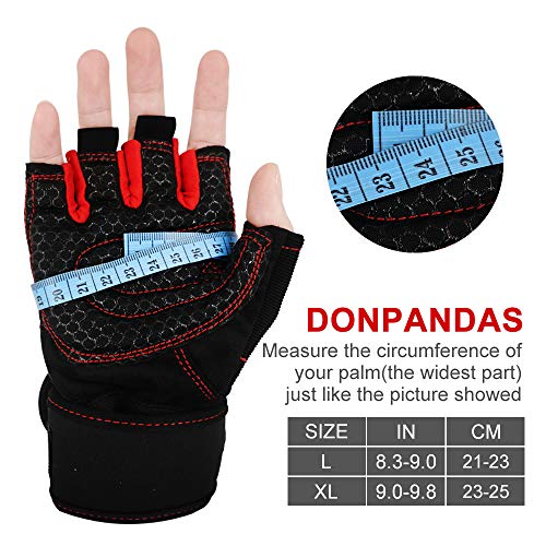 Wesho Guantes Gimnasio, XL Guantes Gimnasio Hombre Antideslizante Guantes Deportivos Transpirable con Protección Completa de Muñeca y Palma, para Ciclismo Crossfit Levantamiento de Pesas Musculación